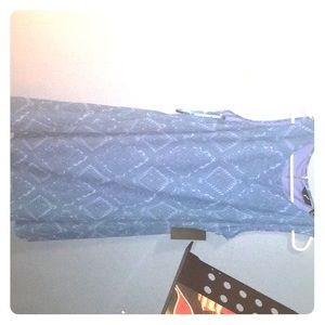 Mid length flowing blue rhombus dress